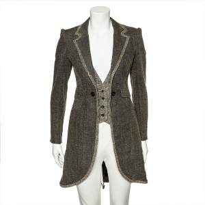 McQ by Alexander McQueen Grey Linen Button Front Blazer Coat S