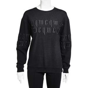 McQ by Alexander McQueen Black Logo Embroidered Cotton Knit Sweatshirt M
