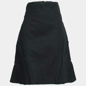 تنورة أم سي كيو باي أليكساندر ماكوين قطن أسود تصميم مستقيم مقاس كبير