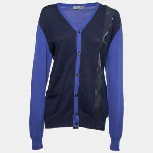 McQ by Alexander McQueen Blue Knit Button Front Long Sleeve Cardigan L