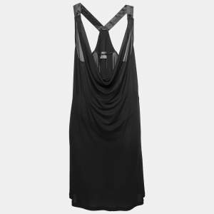 McQ by Alexander McQueen Black Jersey Cowl Neck Belted Dress S