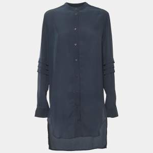 McQ by Alexander McQueen Navy Blue Zipper Detail Sleeve Oversized Blouse S