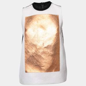 McQ by Alexander McQueen White Sequined Sleeveless Top S
