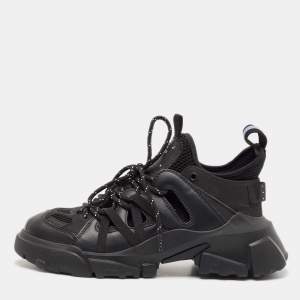McQ by Alexander McQueen Black Leather and Mesh Lace Up Sneakers Size 40