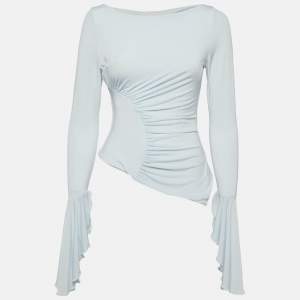 Meshki Blue Jersey Stevie Bell Sleeve Slinky Top M