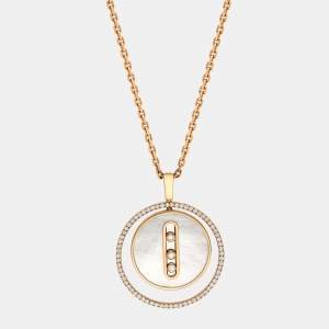 Messika Mother of Pearl Diamond Lucky Move MM 18K Rose Gold Pendant Necklace