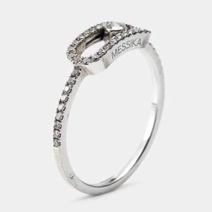Messika Move Uno Pave Diamonds 18k White Gold Ring Size 59