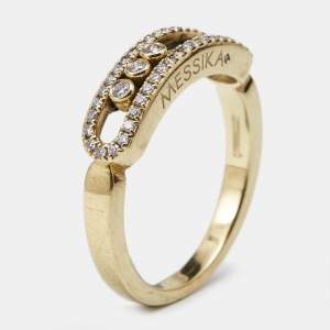 Messika Baby Move Pavé Diamonds 18k Yellow Gold Ring Size 55