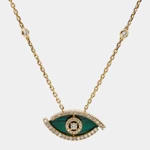 Messika Lucky Eye Malachite Diamonds 18k Yellow Gold Necklace