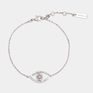 Messika White Gold Diamond Pave Lucky Eye Bracelet