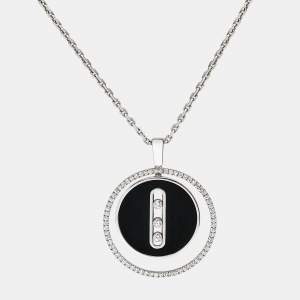 Messika Lucky Move MM Onyx Diamond 18k White Gold Necklace