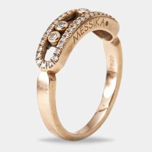 Pre Owned Messika Baby Move Pavé Diamond 18k Rose Gold Ring Size 52