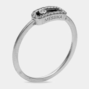 Pre Owned Messika Move Uno Diamonds 18k White Gold Ring Size 57