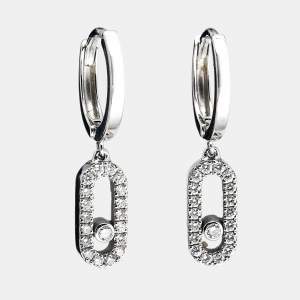Pre Owned Messika Move Uno Diamonds 18k White Gold Hoop Earrings