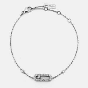 Pre Owned Messika Move Uno Pave Diamonds 18k White Gold Bracelet