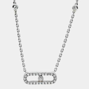 Pre Owned Messika Move Uno Pave Diamond 18K White Gold Necklace