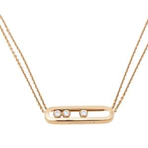 Messika Move Diamond 18K Rose Gold Double Chain Pendant Necklace