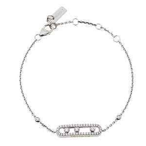 Messsika Baby Move Pave Diamond 18K White Gold Bracelet