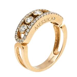 Messika Move Classique Pave Diamonds 18K Rose Gold Ring Size 54