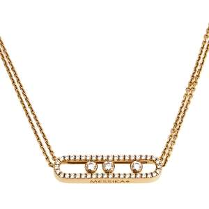 Messika Move Diamond Pave 18K Rose Gold Double Chain Pendant Necklace