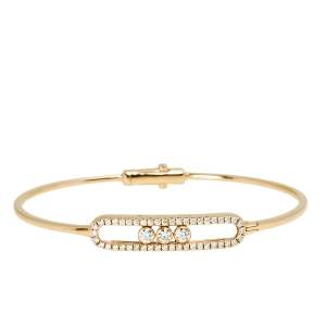 Messika Move Pave Diamond 18k Rose Gold Thin Bracelet S