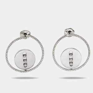 Messika Créoles Lucky Move MM Diamond 18kt White Gold Hoop Earrings 