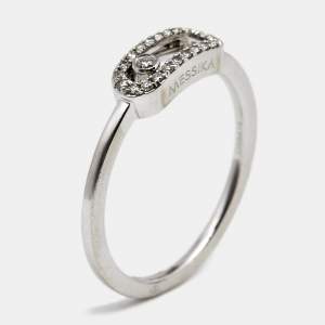 Messika Move Uno Pave Diamond 18K White Gold Ring Size 49