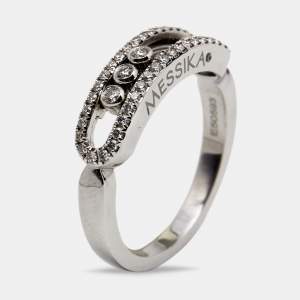 Messika Baby Move Pave Diamonds 18k White Gold Ring Size 51