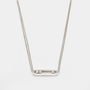 Messika Move Diamond 18k White Gold Double Chain Necklace