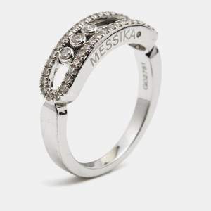Messika Baby Move Pavé Diamond 18k White Gold Ring Size 50