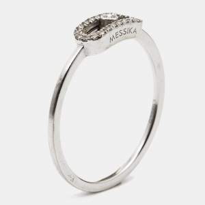 Messika Move Uno Paved Diamonds 18k White Gold Ring Size 56