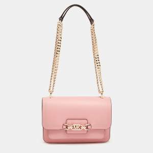 Pre Owned Michael Kors Pink Leather Large Heather Shoulder Bag