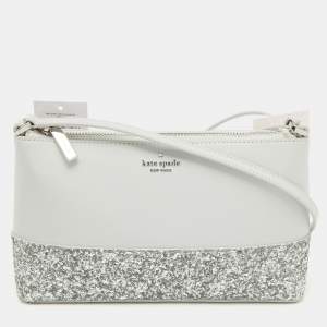 Kate Spade Grey Glitter and Leather Ramey Greta Court Crossbody Bag