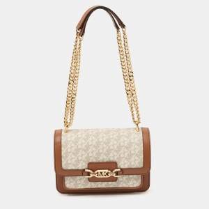 Michael Kors Brown Signature Coated Canvas and Leather Heather Shoulder Bag