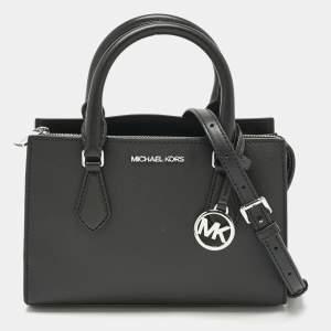 Michael Kors Black Faux Leather Small Shiela Center Zip Satchel