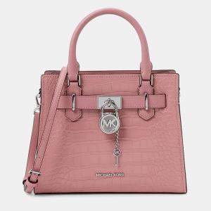 Pre Owned Michael Kors Textured Pink Leather Crossbody Bag