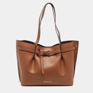 Pre Owned Michael Kors Large Emilia East West Brown Leather Tote