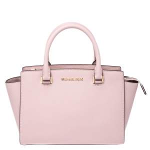 Pre Owned Michael Michael Kors Blossom Pink Leather Medium Selma Satchel