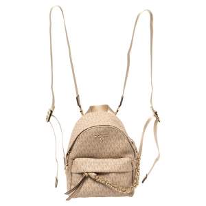 Pre Owned حقيبة ظهر مايكل كورس سلاتير قابلة للتحول كانفاس مطبوع نقشة شعار الماركة 