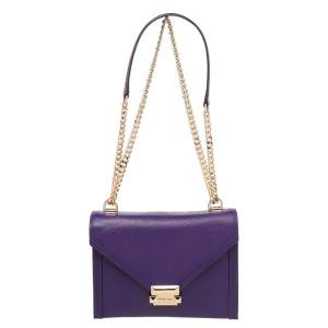 مملوكة مسبقًا Michael Kors Purple Leather Flap Shoulder Bag 