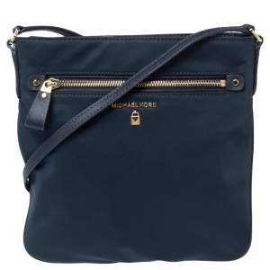 Pre Owned Michael Kors Navy Blue Nylon Large Kelsey Messenger Bag 