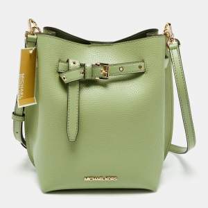 Pre Owned Michael Kors Green Leather Small Emilia Bucket Bag