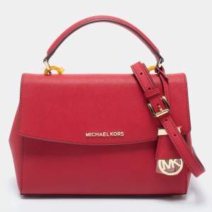 Pre Owned Michael Kors Red Saffiano Leather Small Ava Top Handle Bag