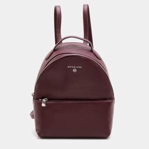 Michael Kors Burgundy Leather Zip Backpack