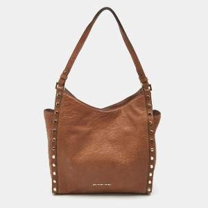 Pre Owned Michael Kors Brown Leather Medium Newbury Tote 