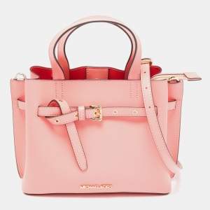 Pre Owned Michael Kors Coral Leather Small Emilia Tote