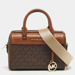 Michael Kors Brown Signature Canvas And Leather Extra Small Duffle Bag