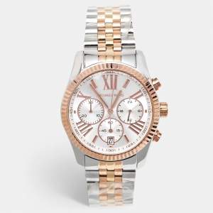مملوكة مسبقًا Michael Kors Lexington MK5735 Silver Dial Three-Tone Stainless Steel Women's Wristwatch 38 mm