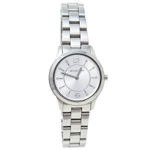 Pre Owned Michael Kors Silver Stainless Steel Runway MK6610 Women's Wristwatch 28 mm