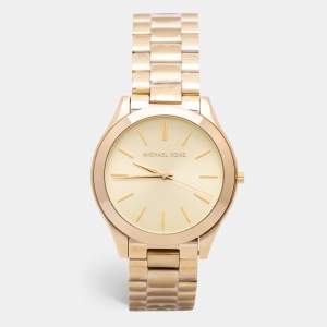 Michael Kors Champagne Gold Plated Stainless Steel Runway MK3179 Women's Wristwatch 42 mm
